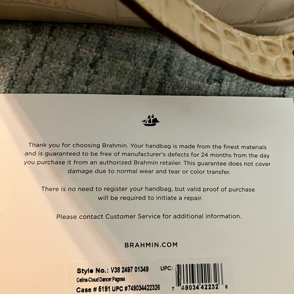 Brahmin Cream Crocodile-Embossed Shoulder Bag - Picture 10 of 14